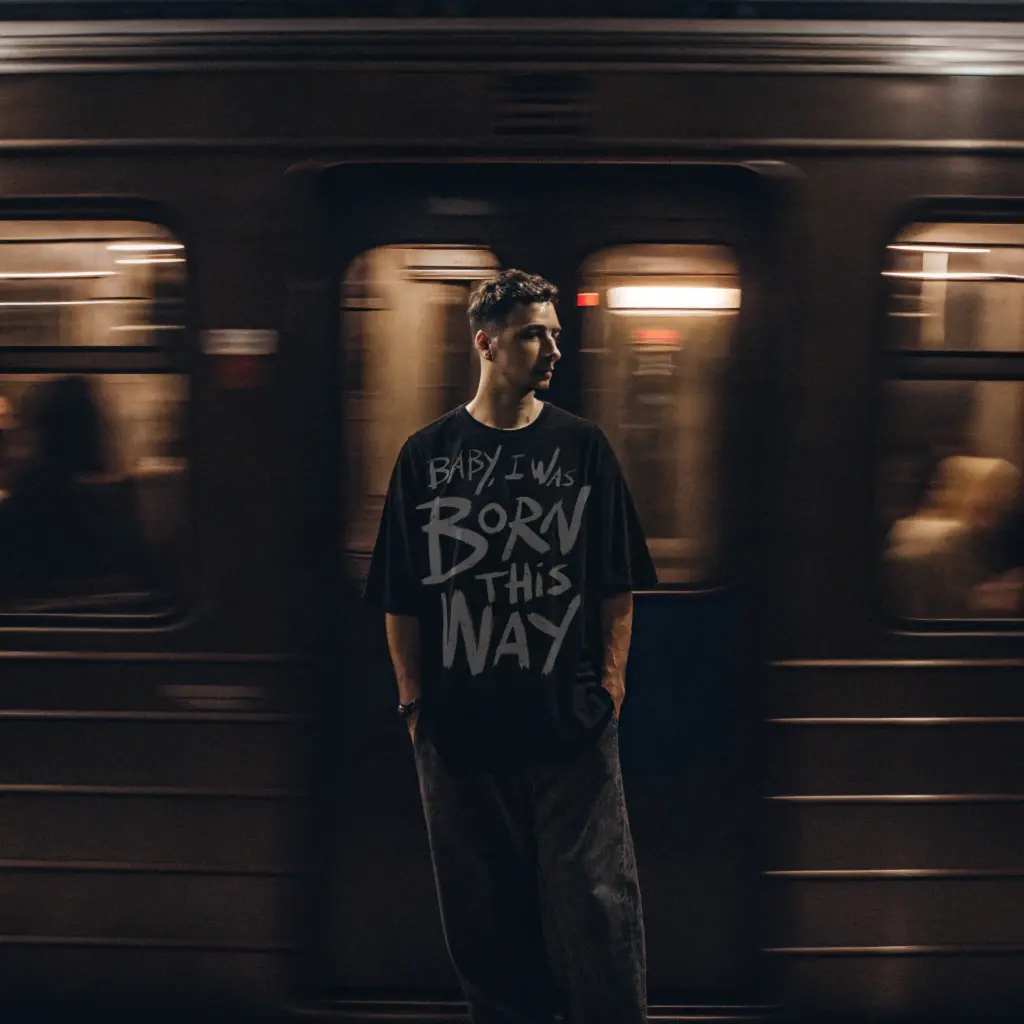 "Baby I Was Born This Way" Oversized T-Shirt  (S)