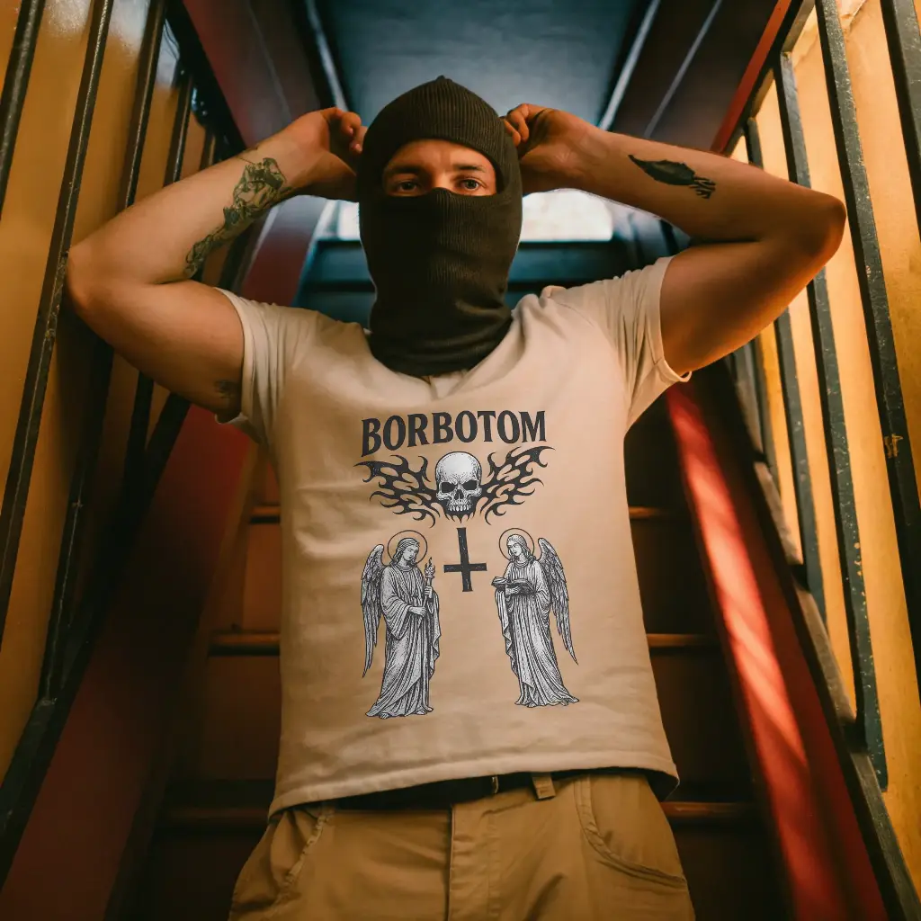 Borbotom Regular Fit “Read & Rebel” Skull Nun T-Shirt  (XS)