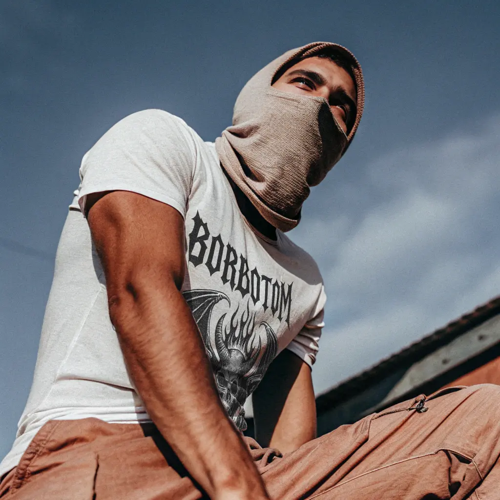 Borbotom Regular Fit “Winged Skull & Demons” Crew Neck T-Shirt  (XS)