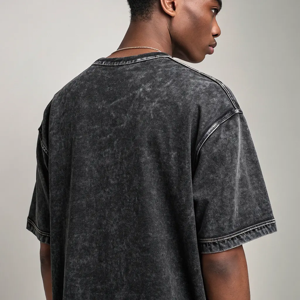 Borbotom Acid Wash Oversized Classic T-Shirt  (Black, XS)