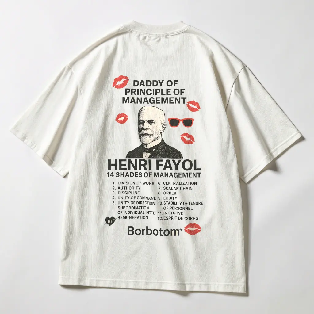 14 Shades of Fayol – Oversized Graphic T-Shirt (Black, XS)