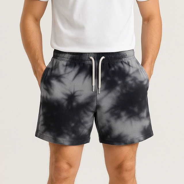 Tie Dye Shorts (Mustard Cloud, S)