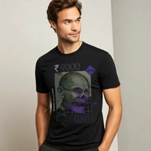 Mock Gandhi Money Meme Regular-Fit T-Shirt 
